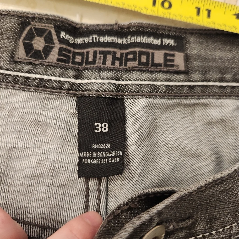 Mens Black Grey Wash Jeans Y2K VTG Southpole Straight Leg 36X30 READ‎ #BB935